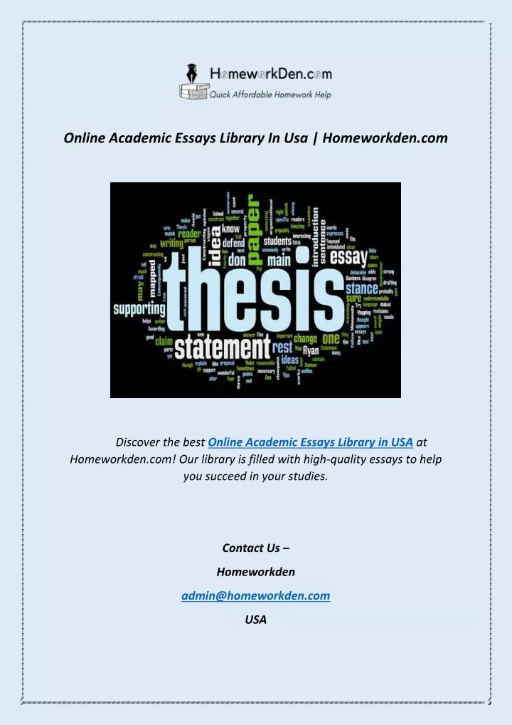 online academic essays library in usa homeworkden