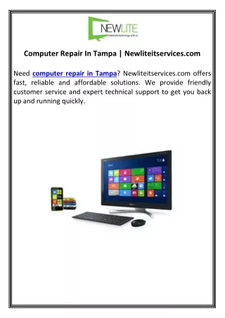 Computer Repair In Tampa | Newliteitservices.com