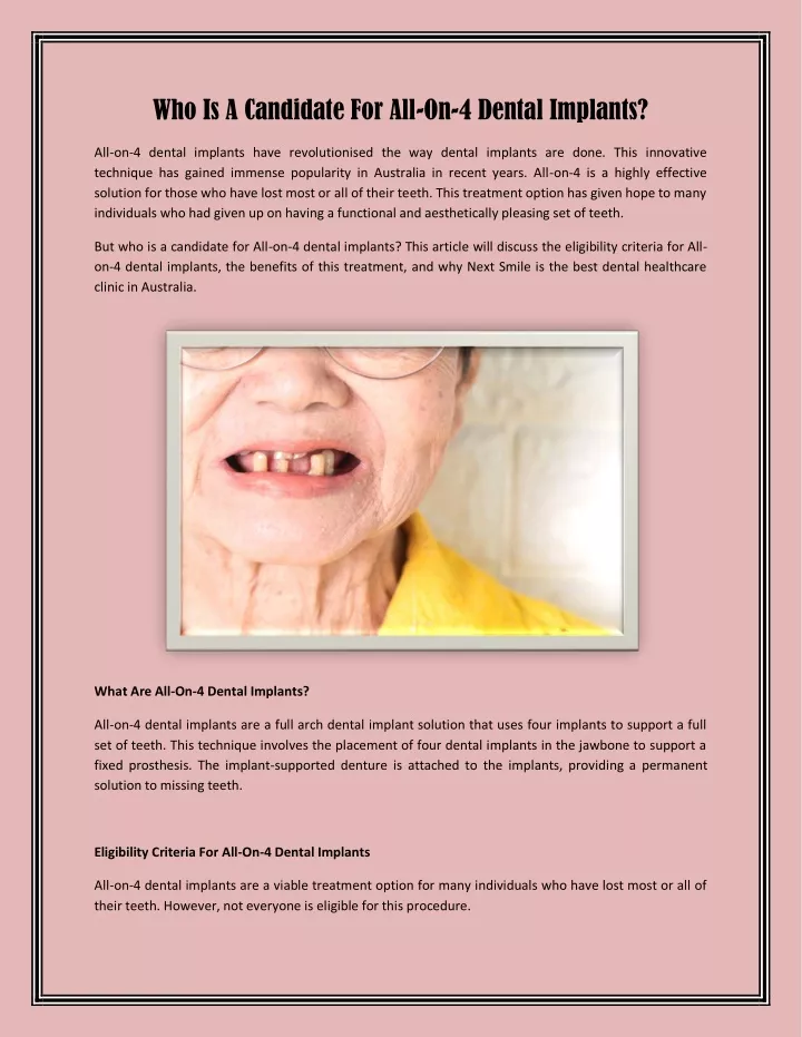 who is a candidate for all on 4 dental implants