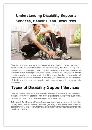 understanding disability support services