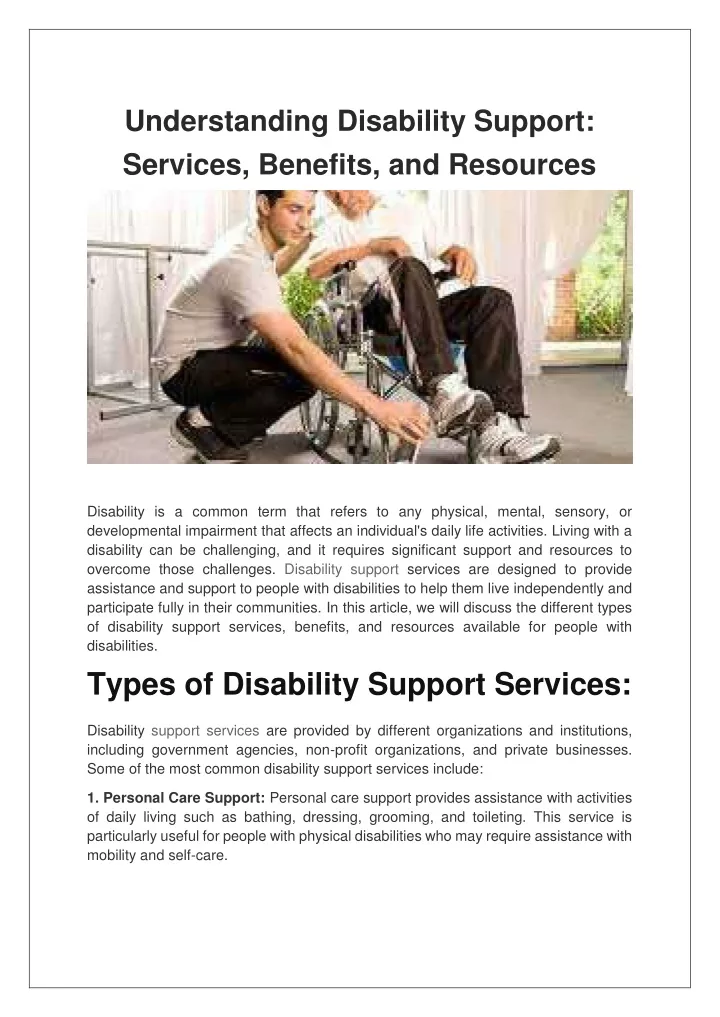 PPT - Understanding Disability Support Services, Benefits, and ...