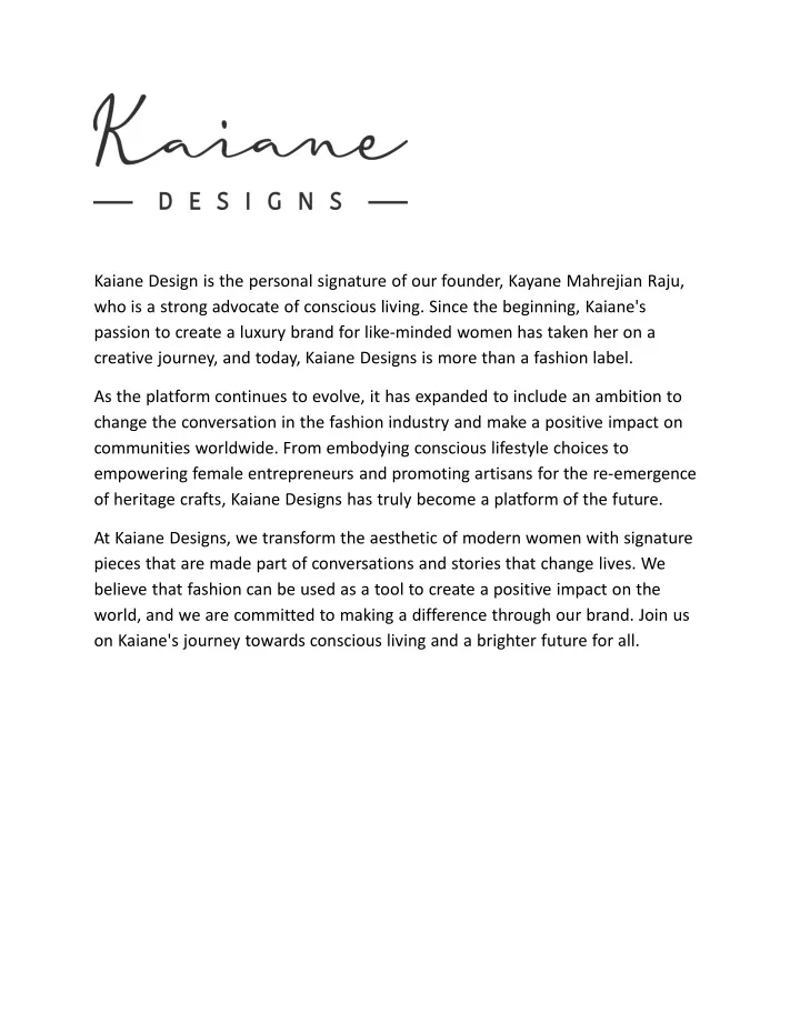 kaiane design is the personal signature