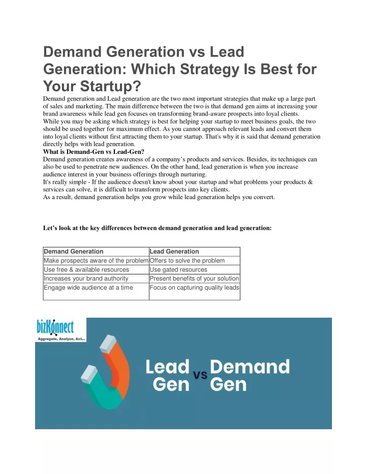 demand generation vs lead generation which