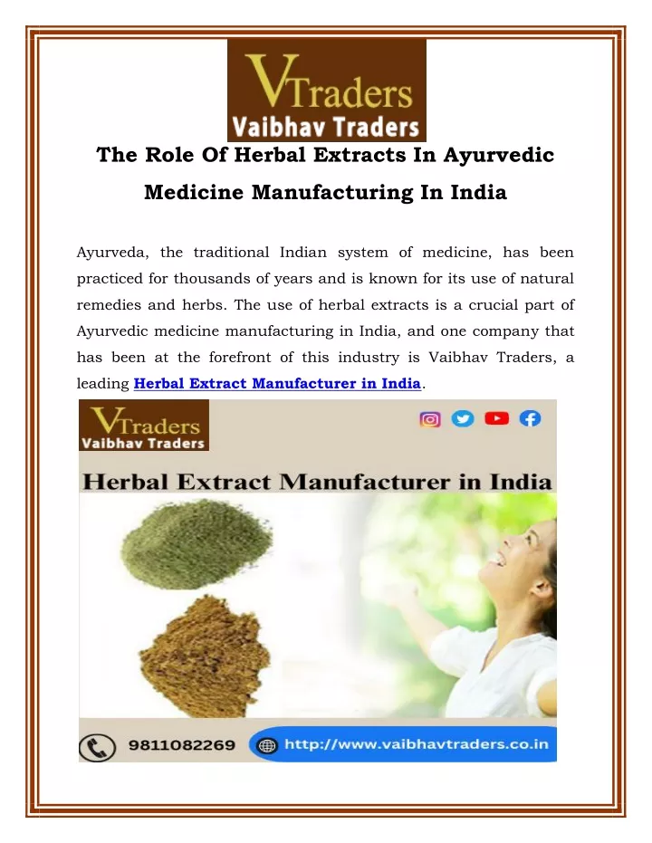 the role of herbal extracts in ayurvedic