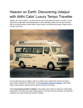 Heaven on Earth_ Discovering Udaipur with Atithi Cabs' Luxury Tempo Traveller