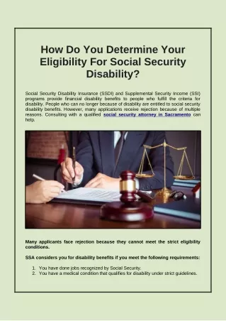 How Do You Determine Your Eligibility For Social Security Disability?