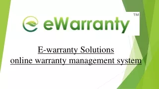 Online Warranty Management System | Warranty Management System