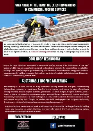 The Latest Innovations In Commercial Roofing Services
