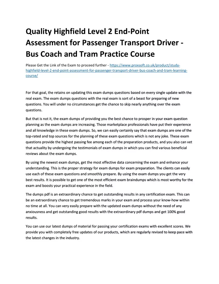 Ppt Quality Highfield Level 2 End Point Assessment For Passenger Transport Driver Powerpoint 1207