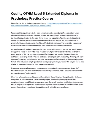 quality othm level 5 extended diploma