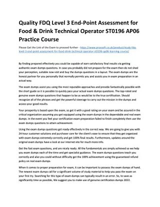 quality fdq level 3 end point assessment for food