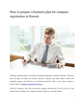 How to prepare a business plan for company registration in Kuwait.docx