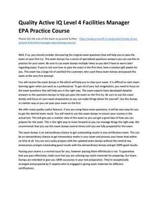 quality active iq level 4 facilities manager