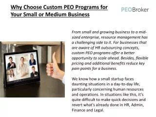 Why Choose Custom PEO Programs for Your Small or Medium Business