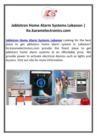 Jablotron Home Alarm Systems Lebanon | Ke.karamelectronics.com