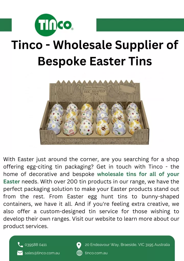 tinco wholesale supplier of bespoke easter tins