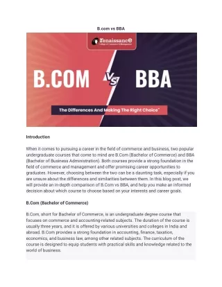 B.com vs BBA |choice between BBA and B.Com