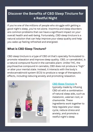 Discover the Benefits of CBD Sleep Tincture for a Restful Night