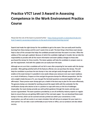 practice vtct level 3 award in assessing