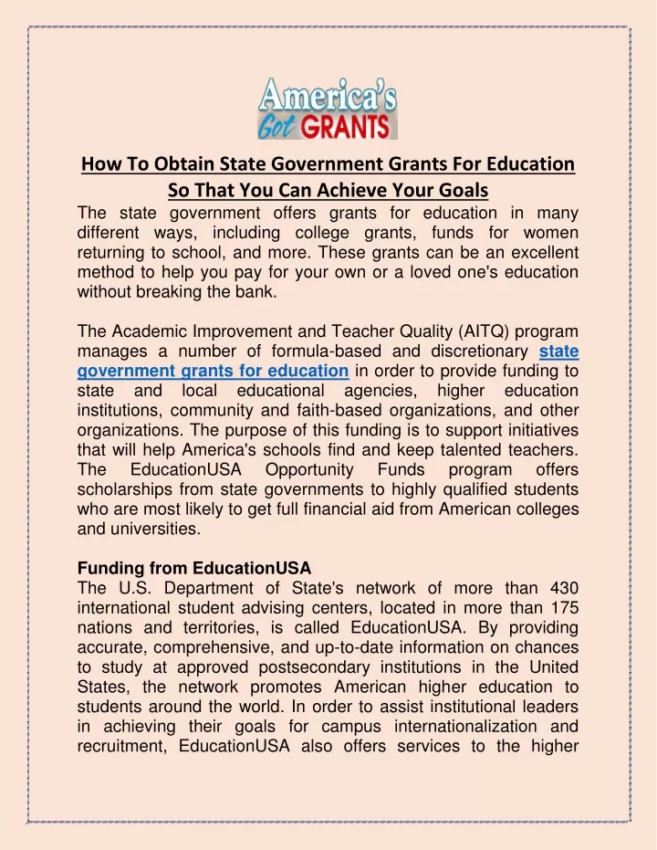 how to obtain state government grants