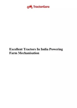 Excellent Tractors In India Powering Farm Mechanisation