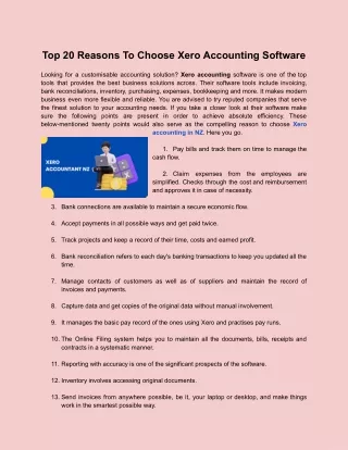 Top 20 Reasons To Choose Xero Accounting Software