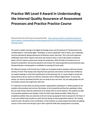 practice imi level 4 award in understanding