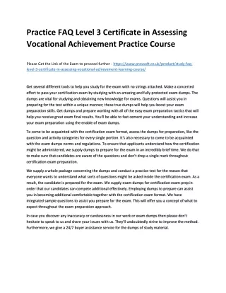 practice faq level 3 certificate in assessing