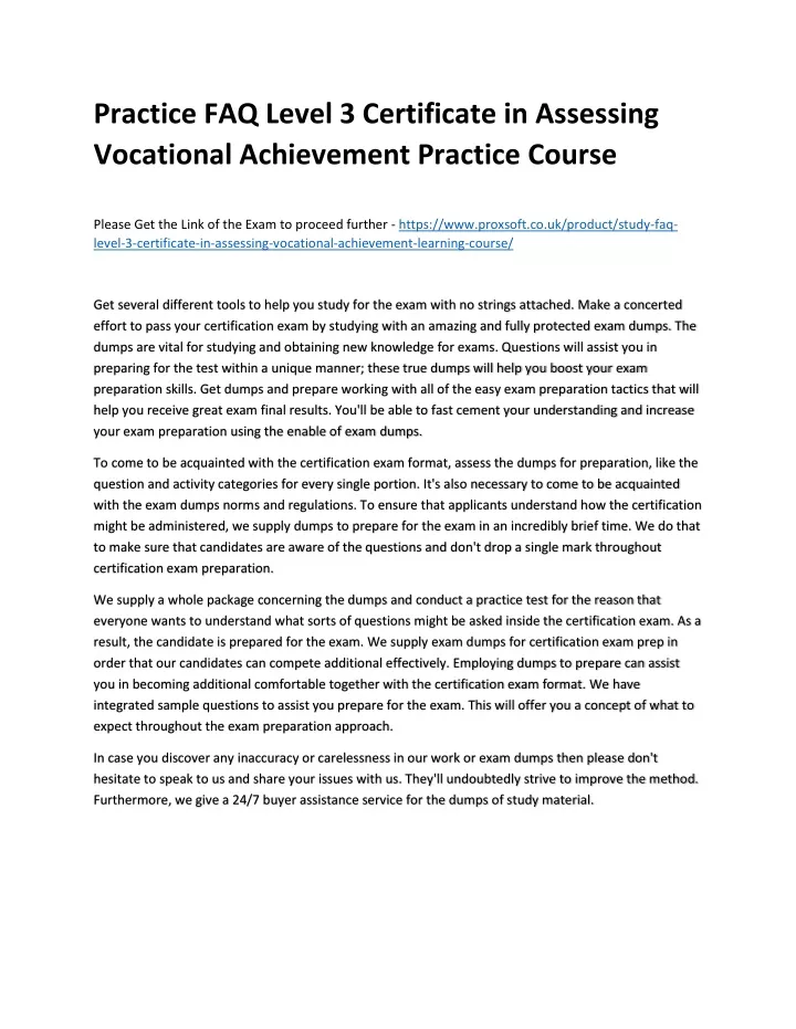 practice faq level 3 certificate in assessing