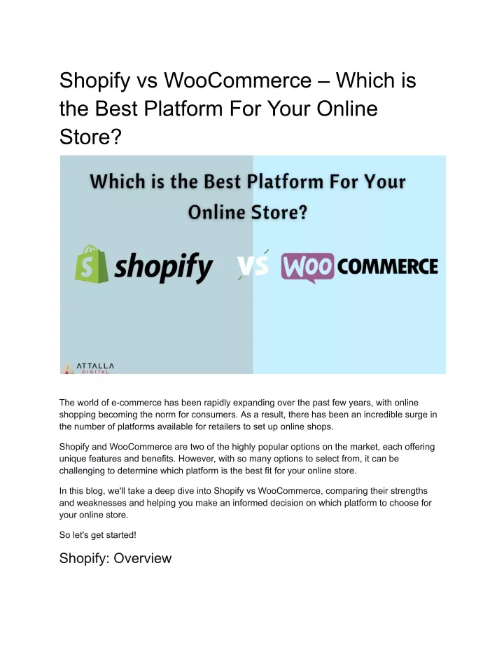 shopify vs woocommerce which is the best platform