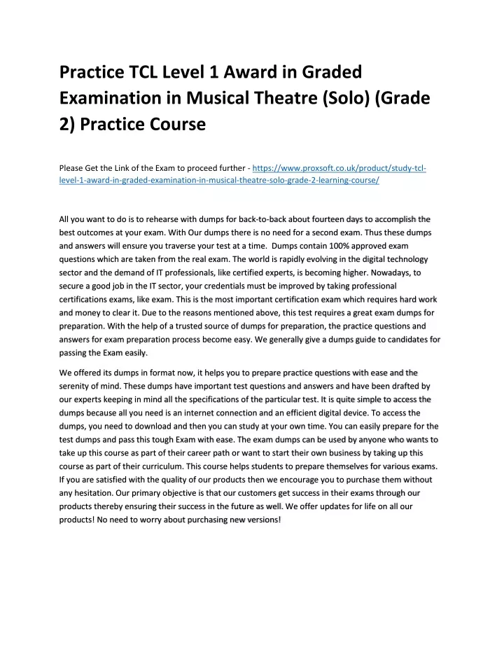 practice tcl level 1 award in graded examination