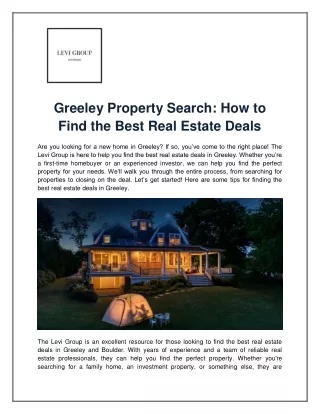 Greeley Property Search How to Find the Best Real Estate Deals