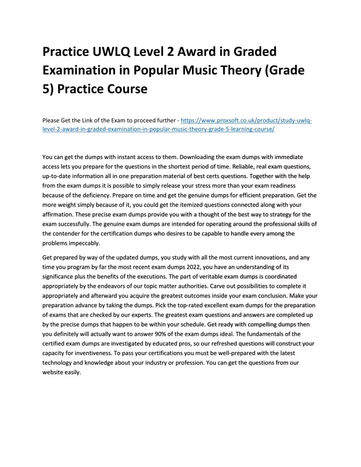 practice uwlq level 2 award in graded examination