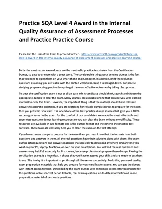 practice sqa level 4 award in the internal