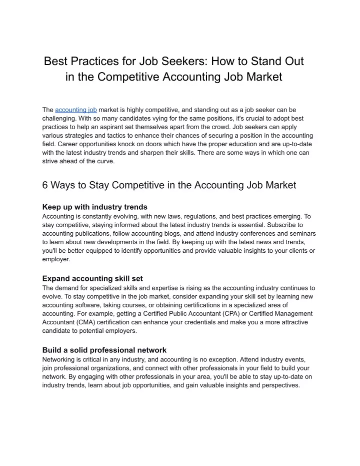 best practices for job seekers how to stand