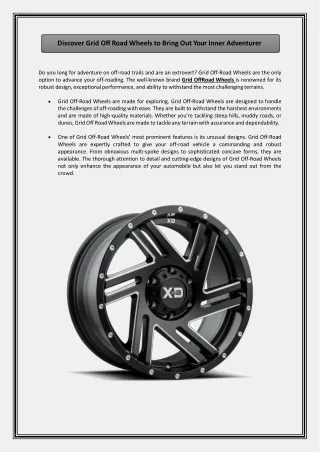 Discover Grid Off Road Wheels to Bring Out Your Inner Adventurer