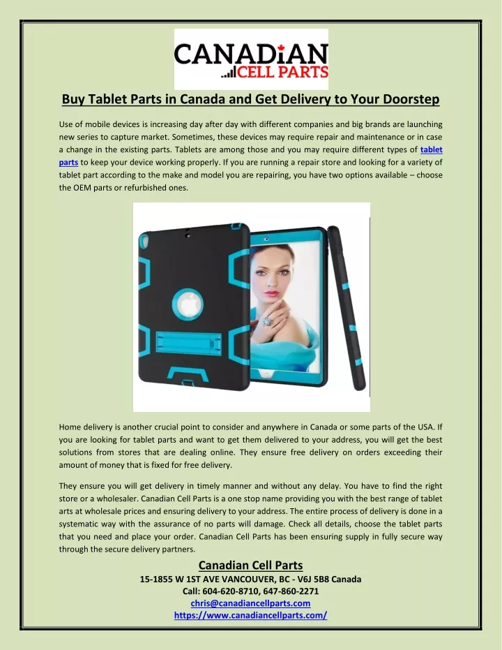 buy tablet parts in canada and get delivery