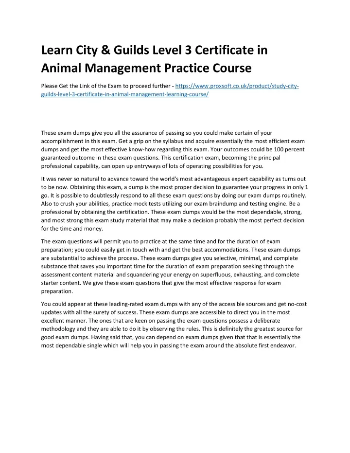 learn city guilds level 3 certificate in animal