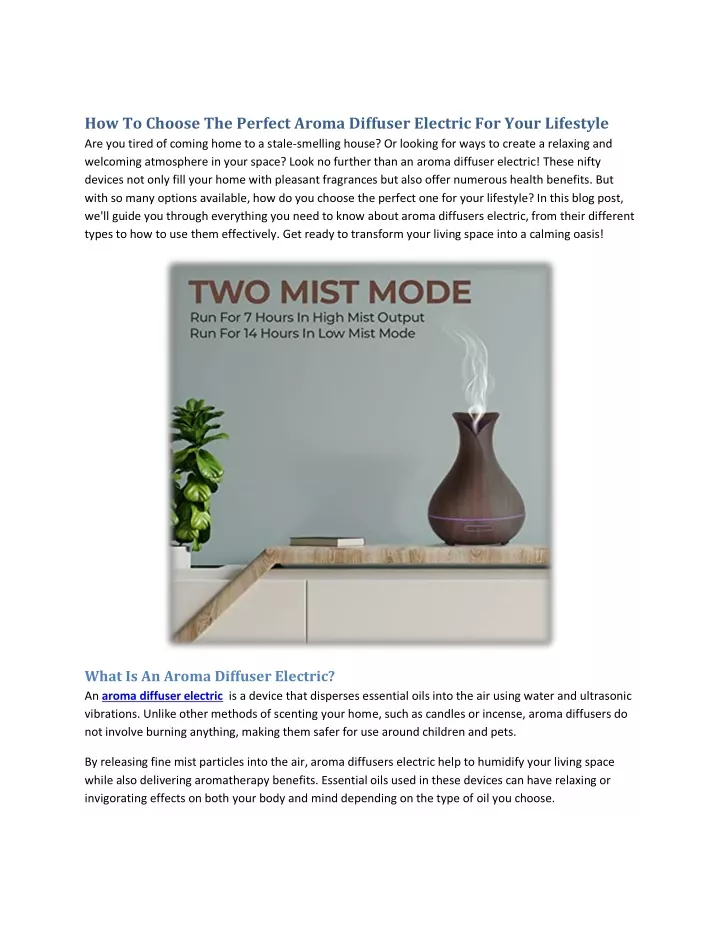 how to choose the perfect aroma diffuser electric