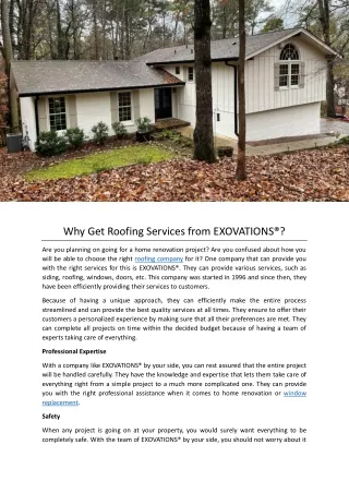Why Get Roofing Services from EXOVATIONS®?