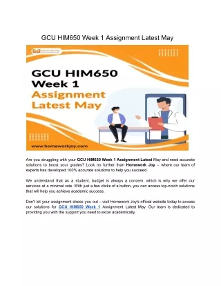 GCU HIM650 Week 1 Assignment Latest May