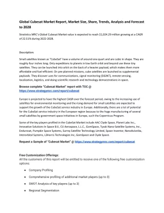 global cubesat market report market size share