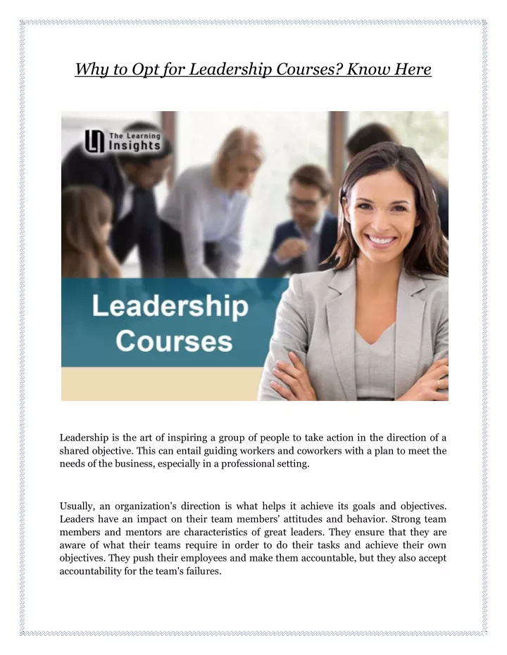 why to opt for leadership courses know here