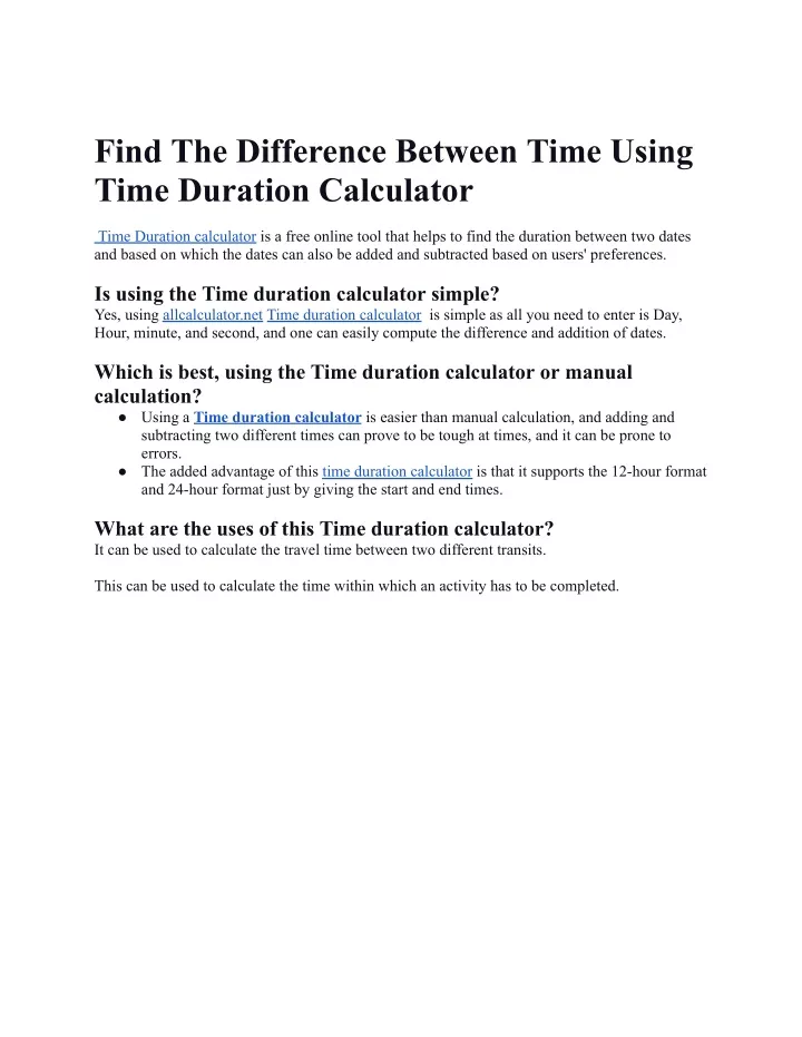 find the difference between time using time