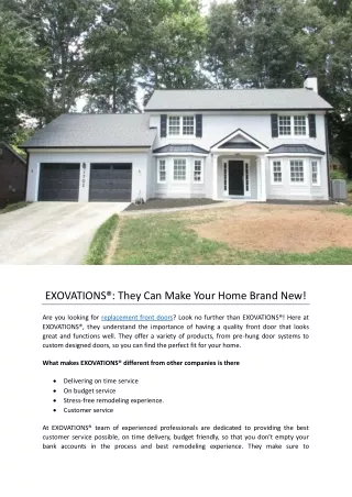 EXOVATIONS®: They Can Make Your Home Brand New!