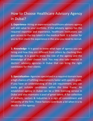 How to Choose Healthcare Advisory Agency in Dubai?