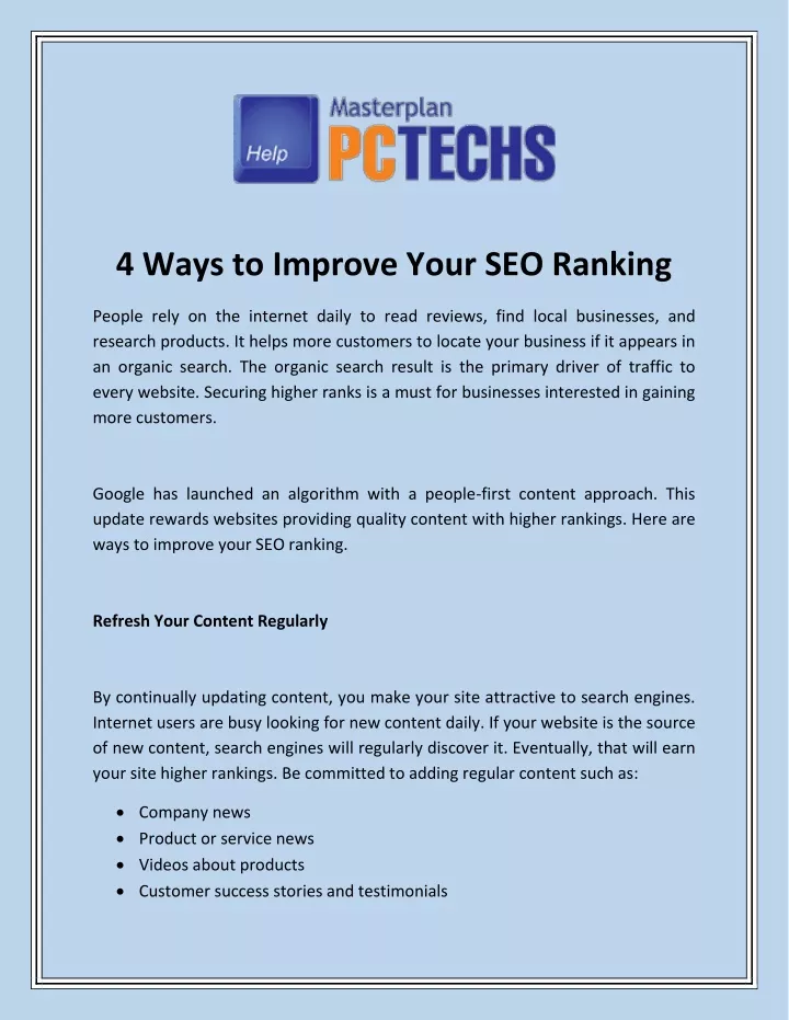 4 ways to improve your seo ranking