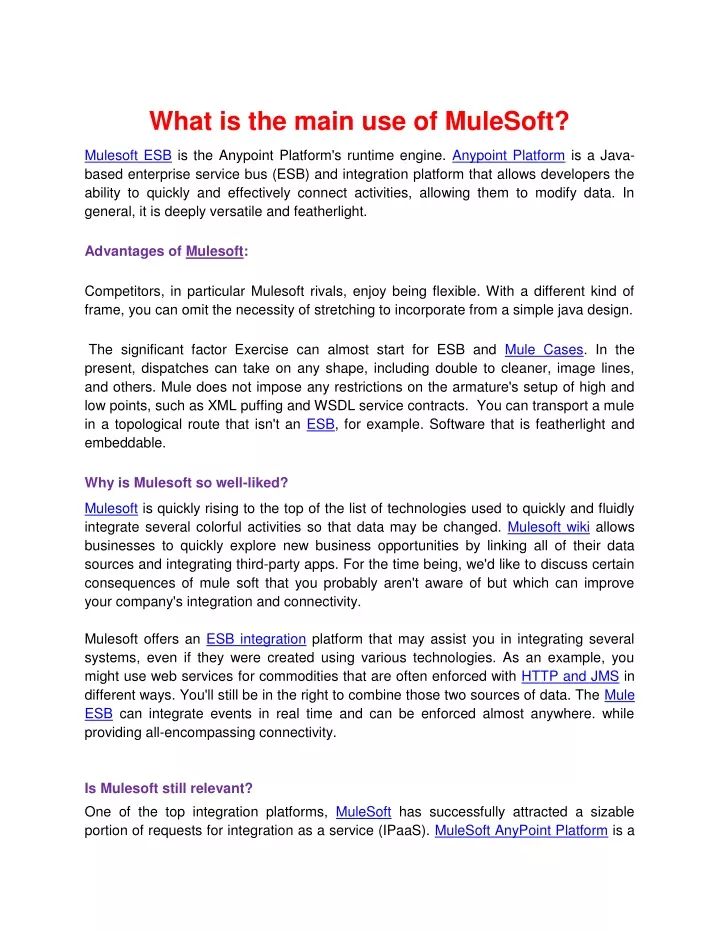 what is the main use of mulesoft
