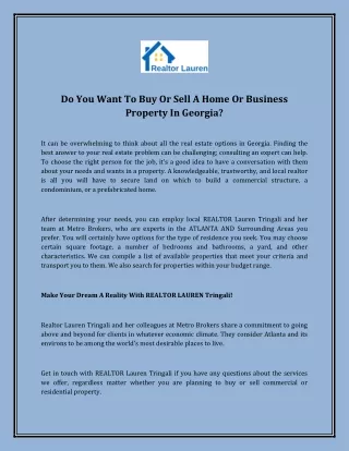 Do You Want To Buy Or Sell A Home Or Business Property In Georgia?