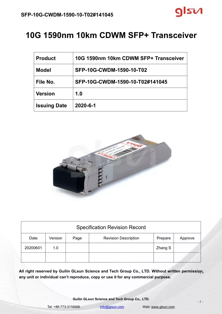 sfp 10g cwdm 1590 10 t02 141045